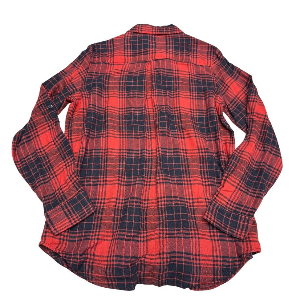 I Love H81 Women's Red Plaid Button Down LS Shirt, Size L - Picture 2 of 6